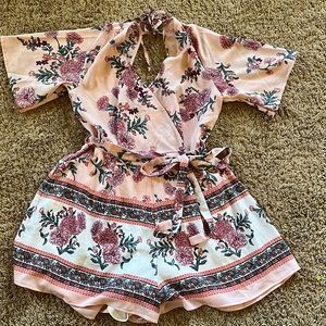 Three pink hearts romper